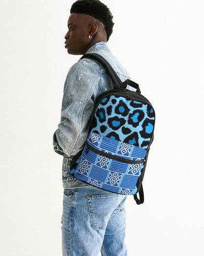 Blue leopard kente Small Canvas Backpack