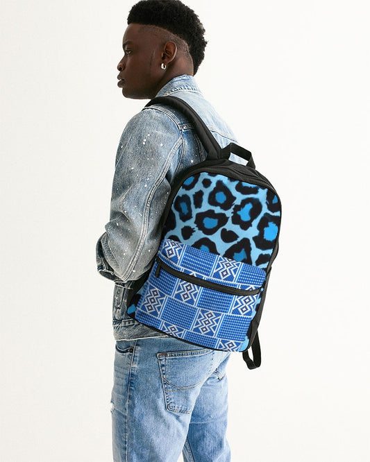 Blue leopard kente Small Canvas Backpack