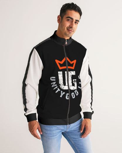red UNITYGOD Logo Men's Stripe-Sleeve Track Jacket