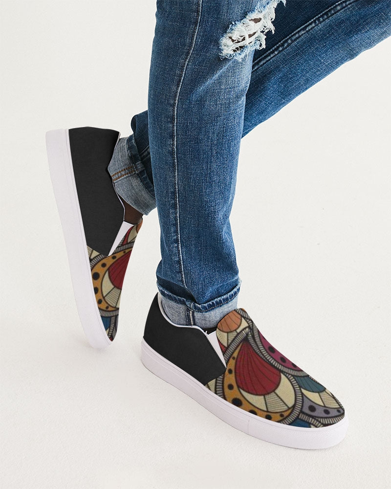 Black classic Kente Men's Slip-On Canvas Shoe