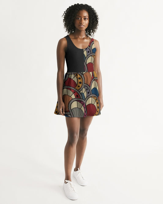 Black classic Kente Women's Scoop Neck Skater Dress
