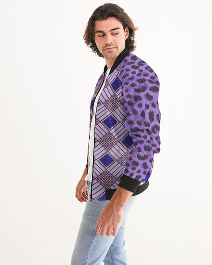 Purple Leopard Men's Bomber Jacket