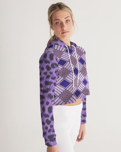 Purple Leopard Women's Cropped Hoodie