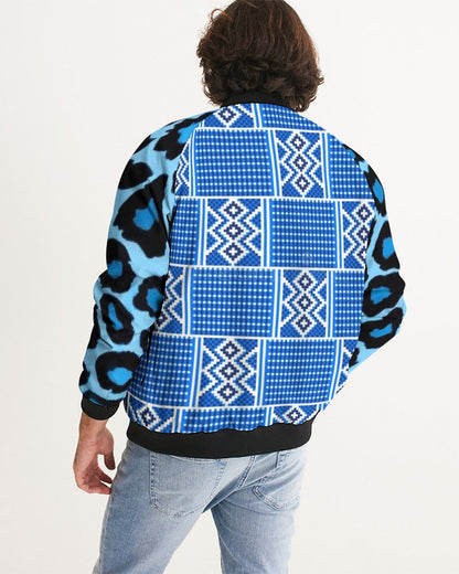 Blue leopard kente Men's Bomber Jacket