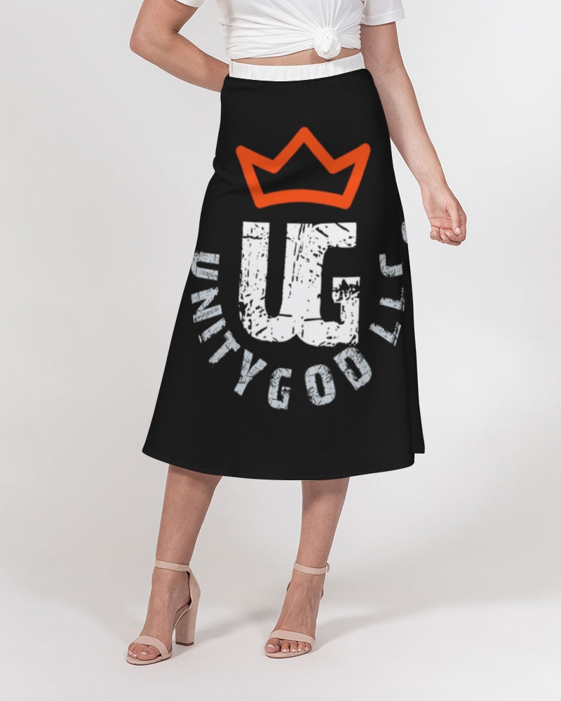 red UNITYGOD Logo Women's A-Line Midi Skirt