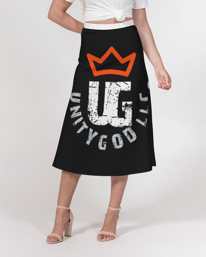 red UNITYGOD Logo Women's A-Line Midi Skirt
