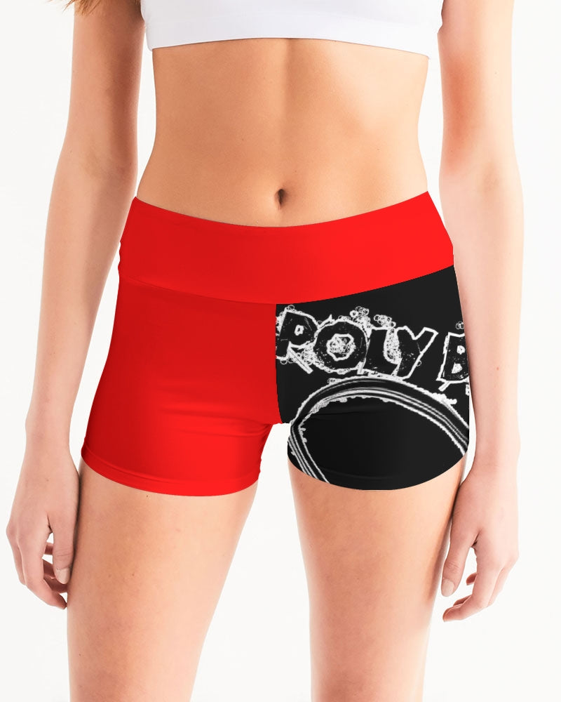 Poly By Nature Women's All-Over Print Mid-Rise Yoga Shorts