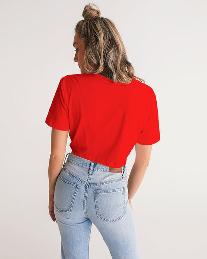 Poly By Nature Women's All-Over Print Twist-Front Cropped Tee
