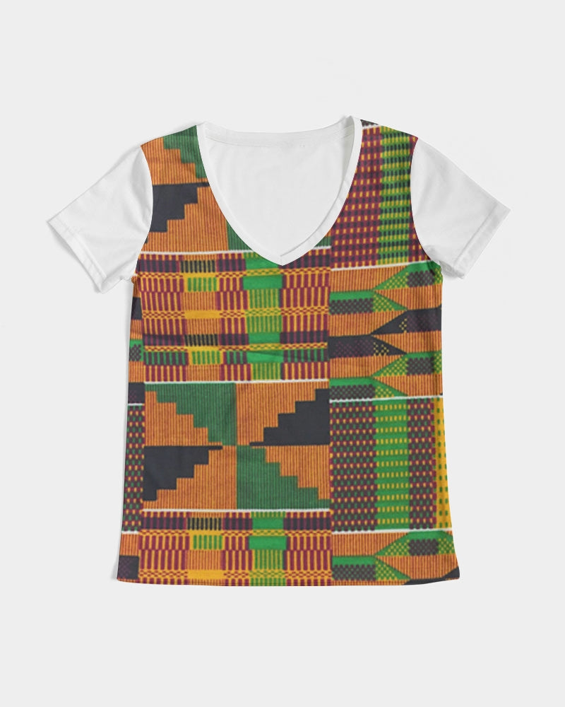 Kente Women's V-Neck Tee