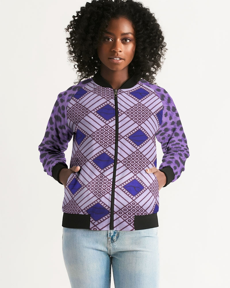 Purple Leopard Women's Bomber Jacket