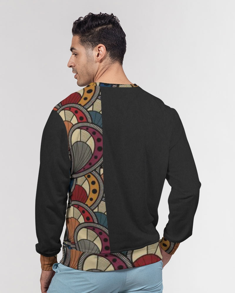Black classic Kente Men's Classic French Terry Crewneck Pullover