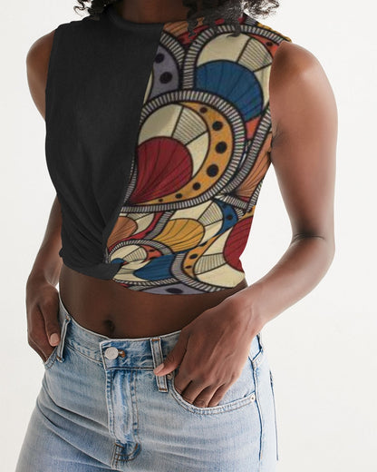 Black classic Kente Women's Twist-Front Tank