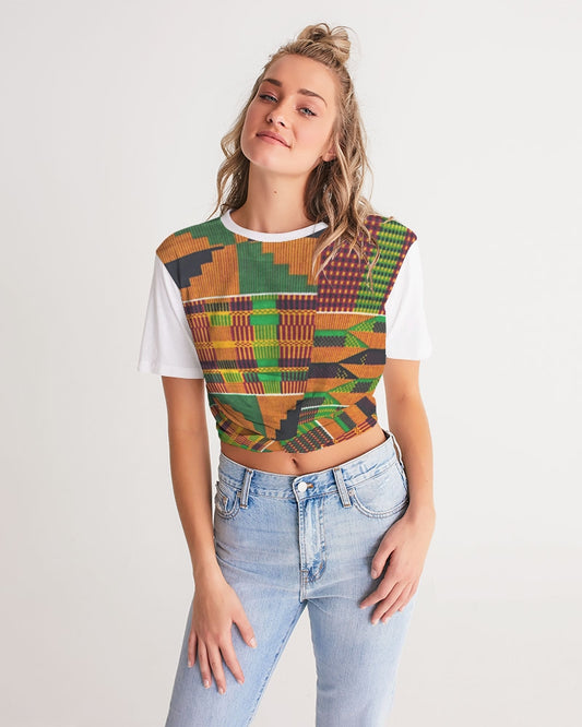 Kente Women's Twist-Front Cropped Tee