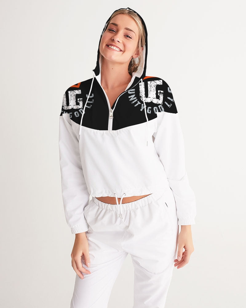 red UNITYGOD Logo Women's Cropped Windbreaker
