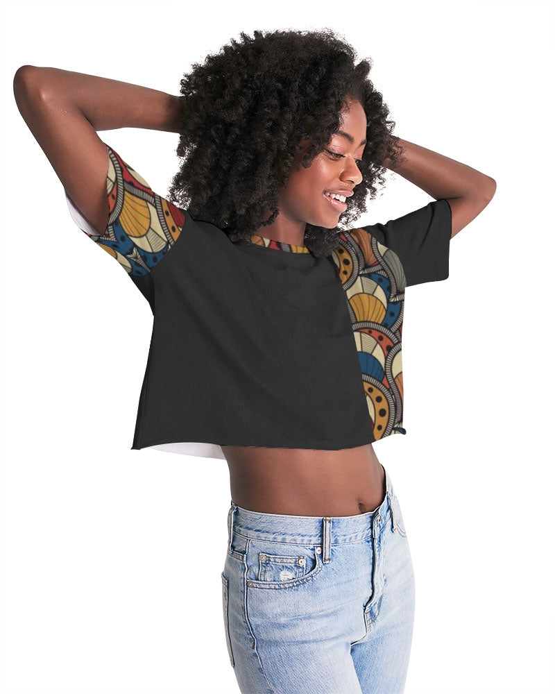 Black classic Kente Women's Lounge Cropped Tee