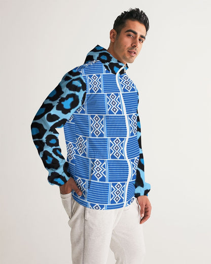 Blue leopard kente Men's Windbreaker