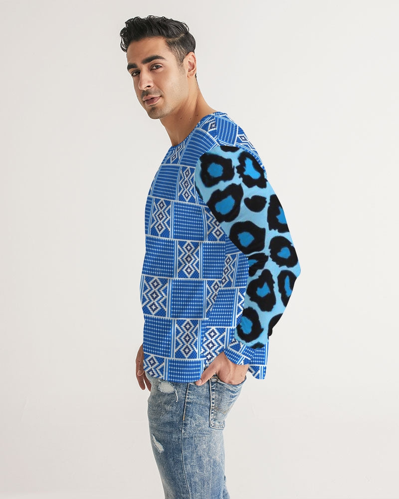 Blue leopard kente Men's Long Sleeve Tee