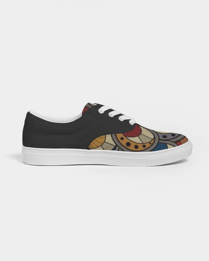 Black classic Kente Women's Lace Up Canvas Shoe