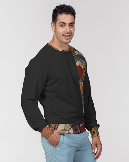 Black classic Kente Men's Classic French Terry Crewneck Pullover
