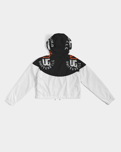 red UNITYGOD Logo Women's Cropped Windbreaker