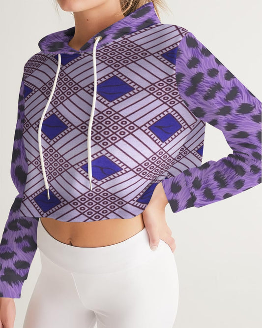Purple Leopard Women's Cropped Hoodie