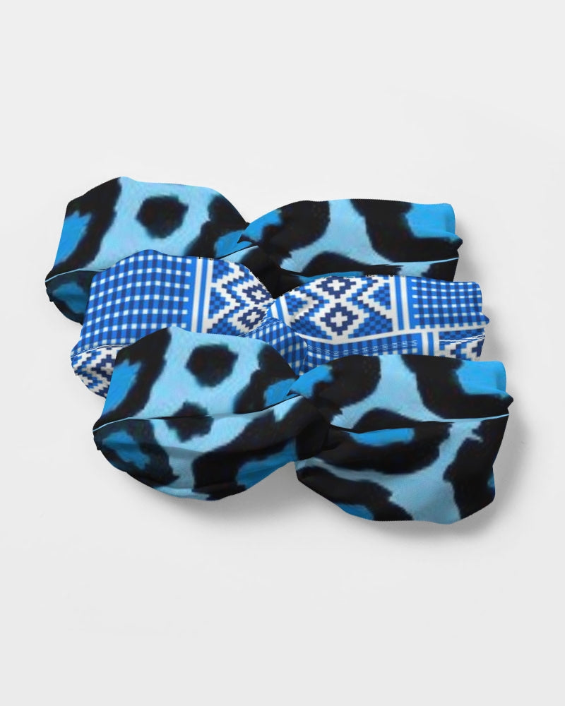 Blue leopard kente Twist Knot Headband Set