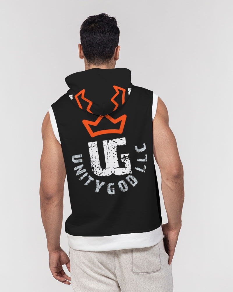 red UNITYGOD Logo Men's Premium Heavyweight Sleeveless Hoodie
