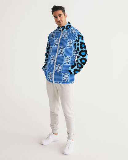 Blue leopard kente Men's Windbreaker