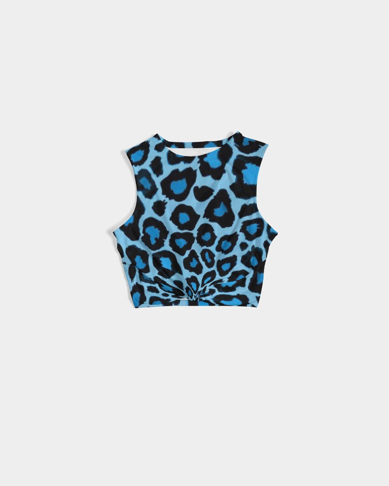 Blue leopard kente Women's Twist-Front Tank