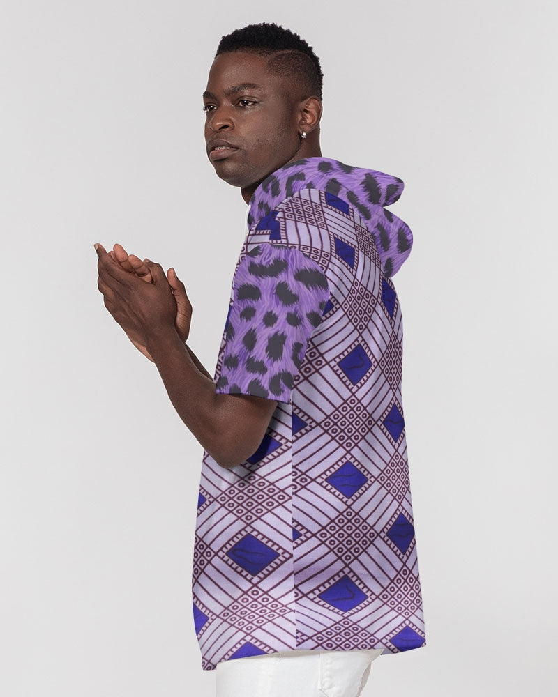 Purple Leopard Men's Premium Heavyweight Short Sleeve Hoodie