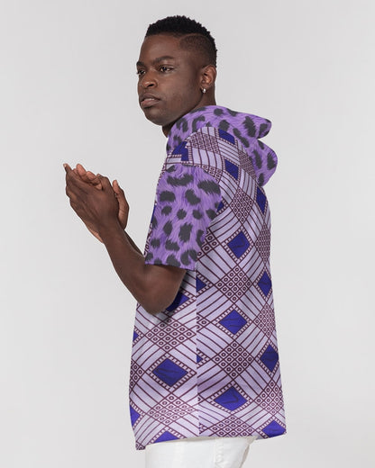 Purple Leopard Men's Premium Heavyweight Short Sleeve Hoodie