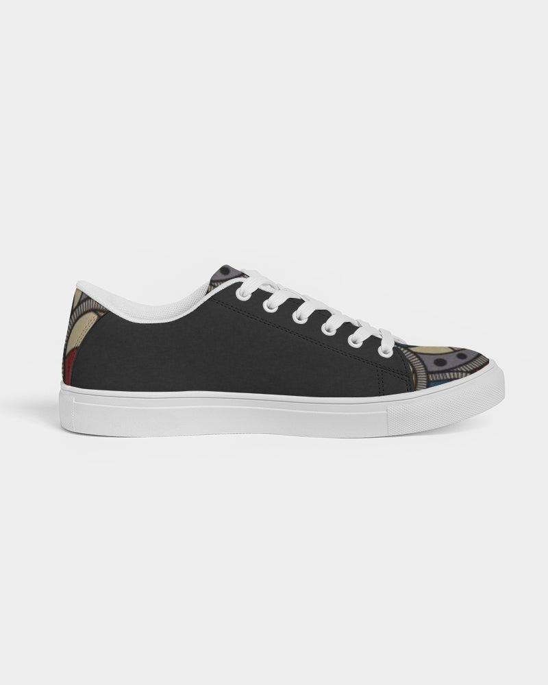 Black classic Kente Men's Faux-Leather Sneaker