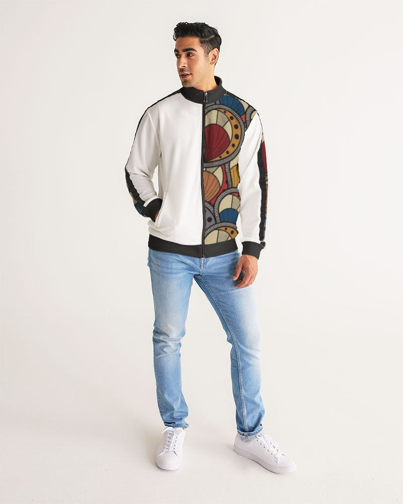 Classic Kente Men's Stripe-Sleeve Track Jacket