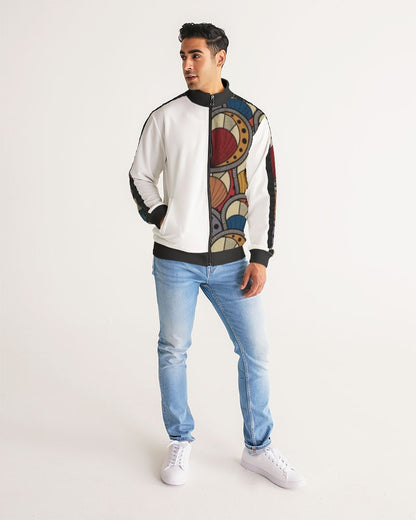 Classic Kente Men's Stripe-Sleeve Track Jacket