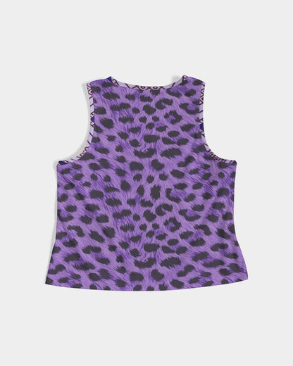 Purple Leopard Women's Cropped Tank