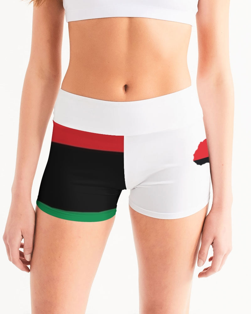 Pan African continental symbol Women's Mid-Rise Yoga Shorts