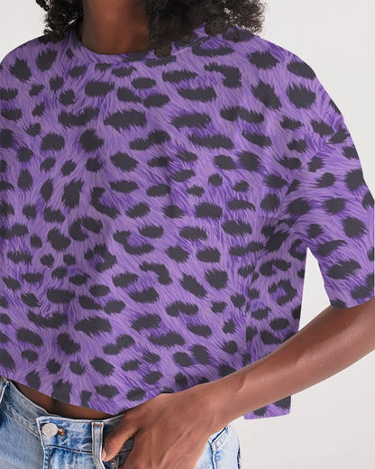 Purple Leopard Women's Lounge Cropped Tee