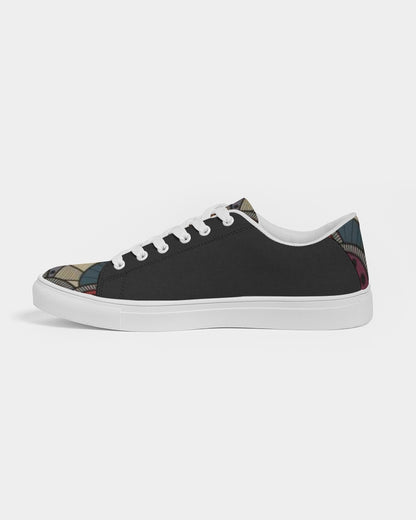 Black classic Kente Men's Faux-Leather Sneaker