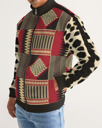 BRW Kente Men's Stripe-Sleeve Track Jacket