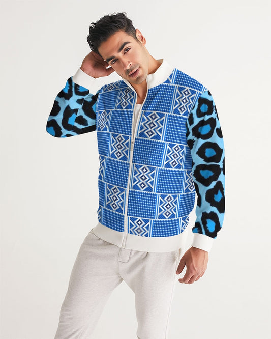 Blue leopard kente Men's Track Jacket
