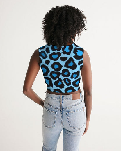 Blue leopard kente Women's Twist-Front Tank