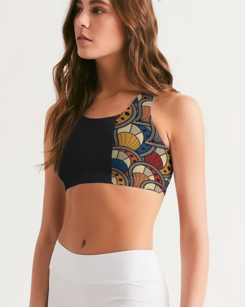 Black classic Kente Women's Seamless Sports Bra