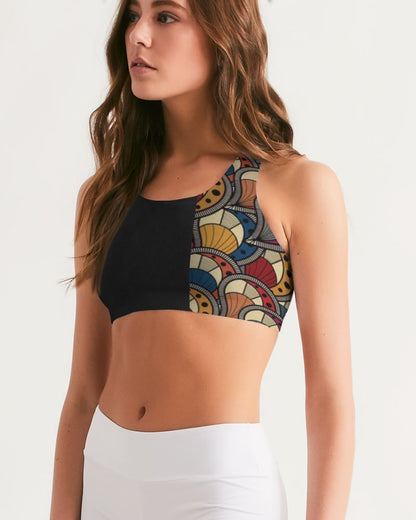 Black classic Kente Women's Seamless Sports Bra