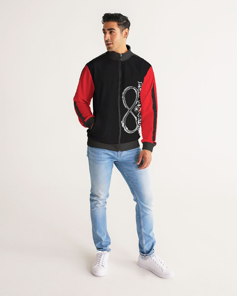 Poly By Nature Men's All-Over Print Stripe Sleeve Track Jacket