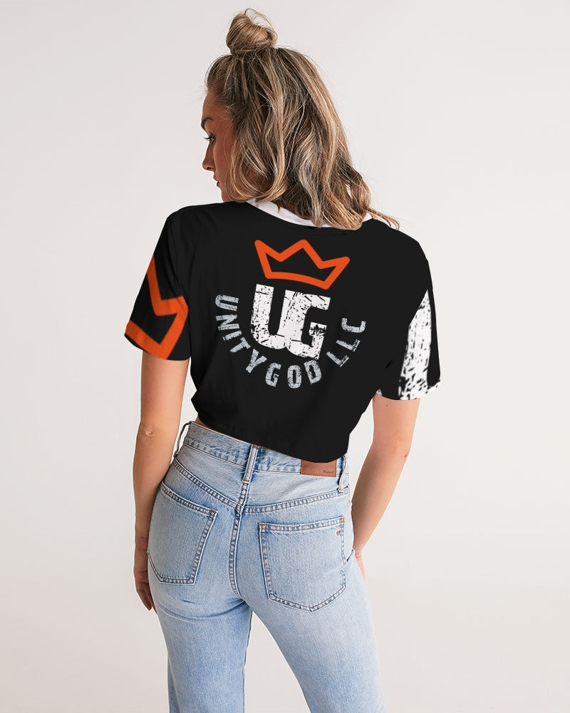 red UNITYGOD Logo Women's Twist-Front Cropped Tee