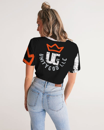 red UNITYGOD Logo Women's Twist-Front Cropped Tee