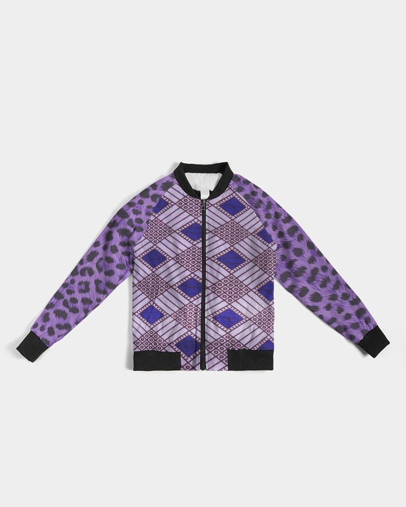Purple Leopard Women's Bomber Jacket