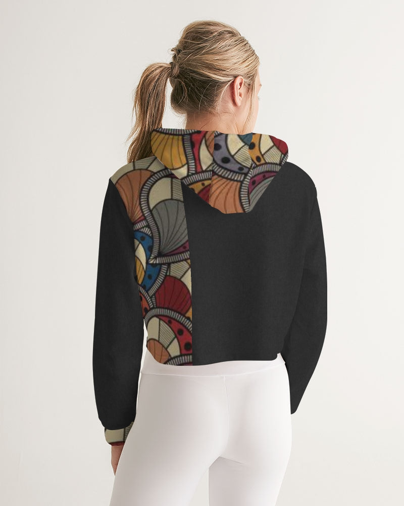 Black classic Kente Women's Cropped Hoodie