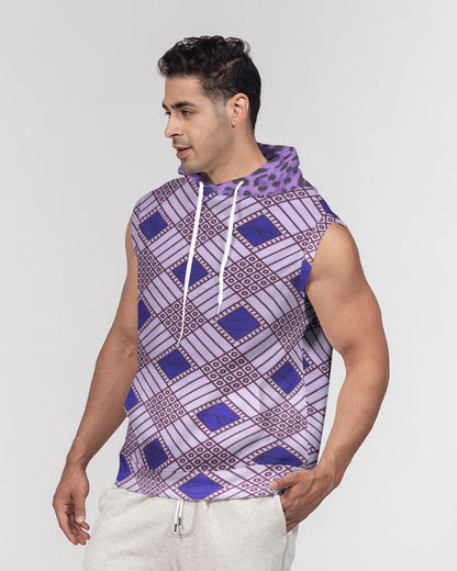 Purple Leopard Men's Premium Heavyweight Sleeveless Hoodie