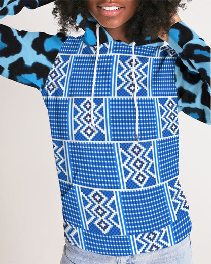 Blue leopard kente Women's Hoodie